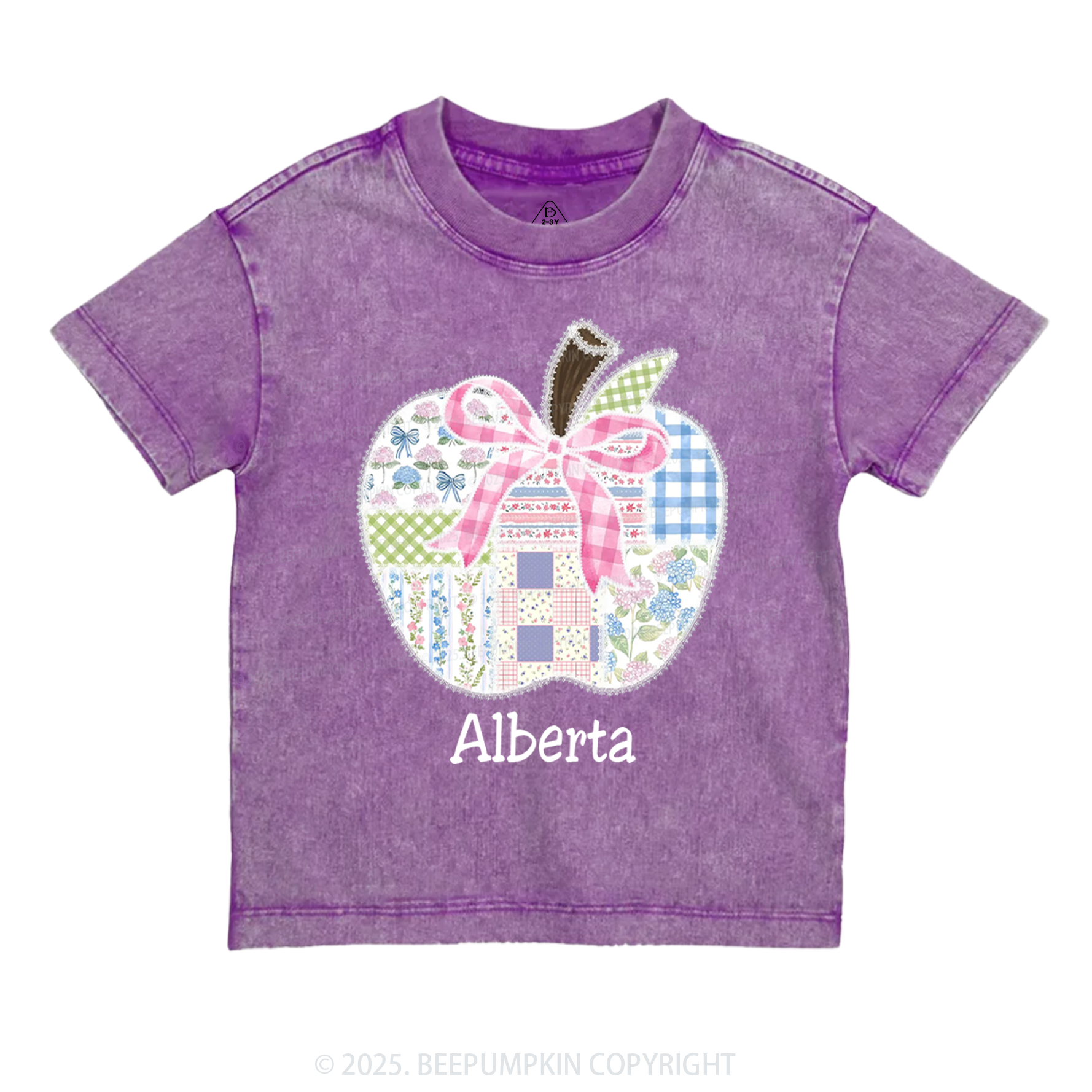 Personalized Lace Apple Name Toddler&Kids Washed Tees