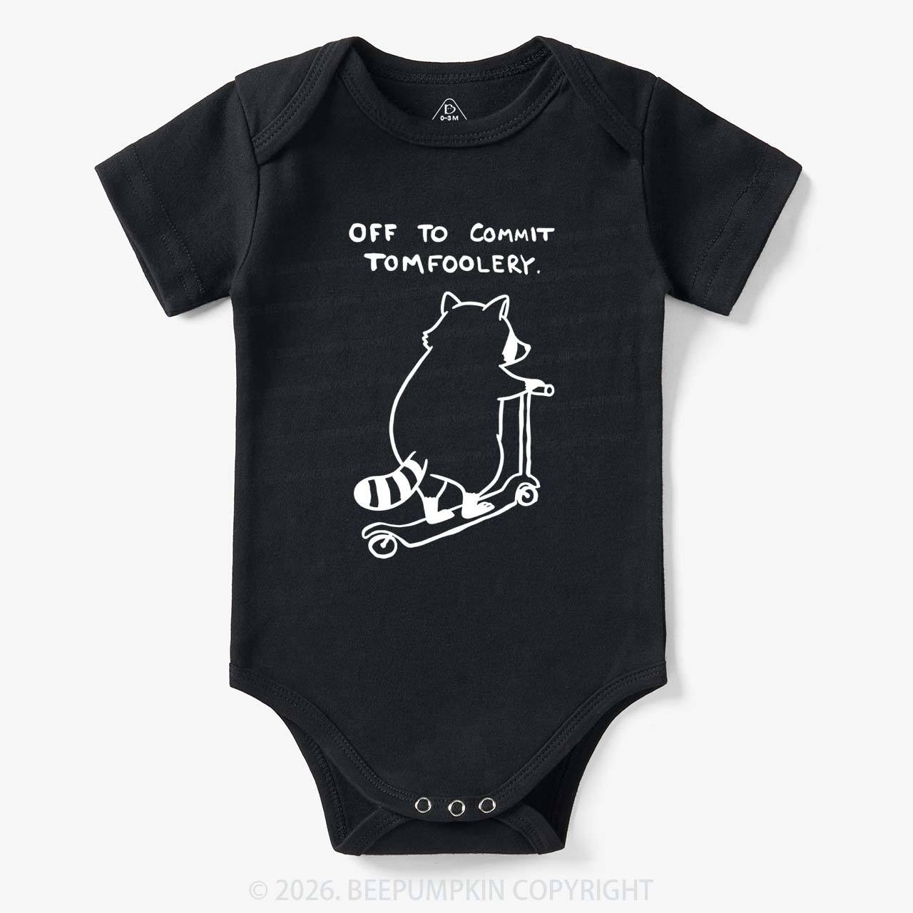 Off To Commit Tom Foolery Silly Raccoon Bodysuit