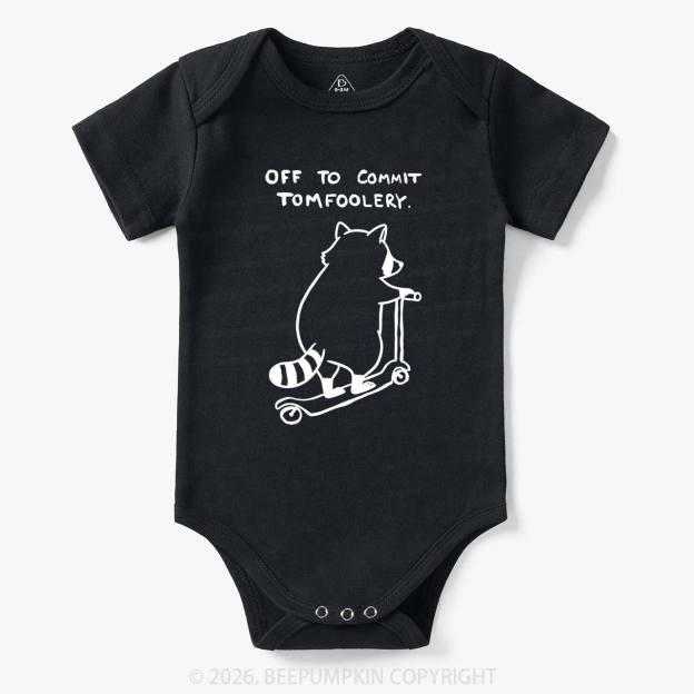 Off To Commit Tom Foolery Silly Raccoon Bodysuit