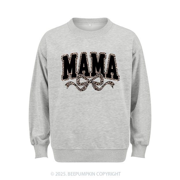 Mama Leopard Coquette Bow Sweatshirt Beepumpkin
