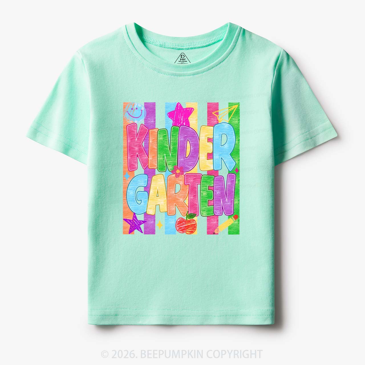 Personalized Crayon Colorful Drawn Striped Back To School Toddler&Kid's Tees