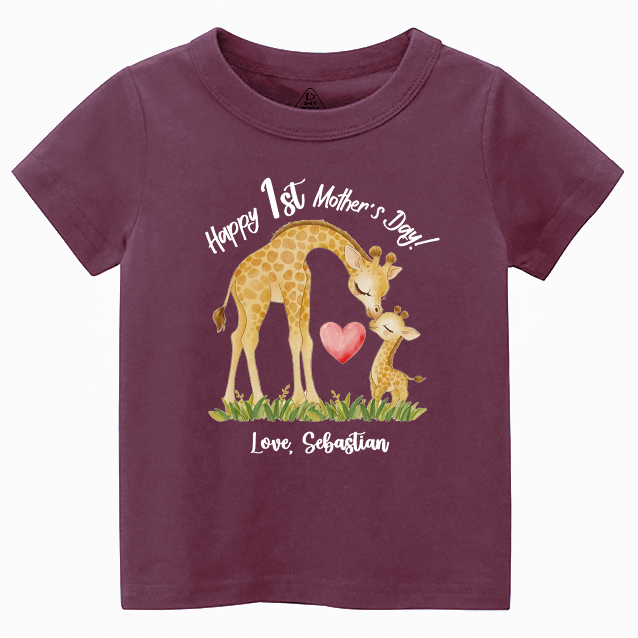 Personalized Mother's Day Giraffe Toddler&Kid's Tees Beepumpkin