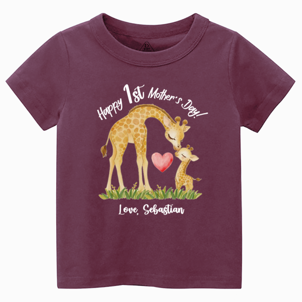 Personalized Mother's Day Giraffe Toddler&Kid's Tees Beepumpkin