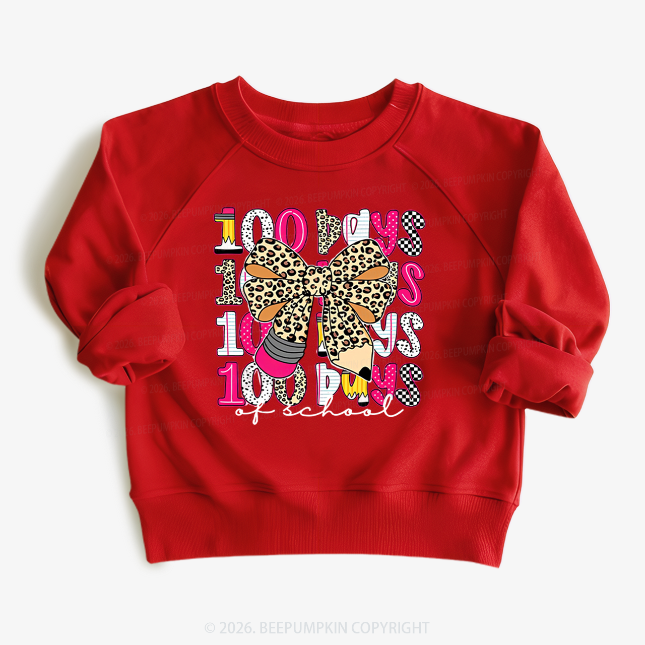 Leopard Love 100 Days Of  School Edition Toddler&Kid's Sweatshirt