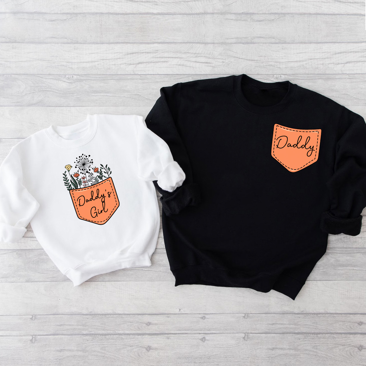 Daddy & Daddy's Girl Flowers Matching Dad And Me Sweatshirts