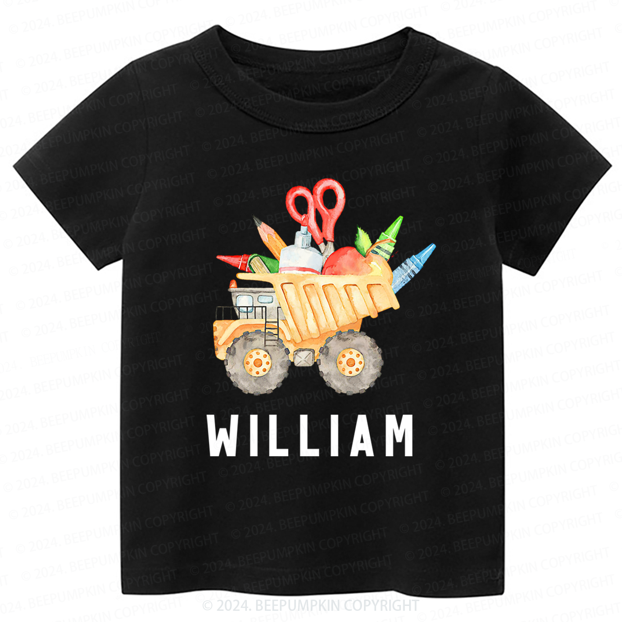 Personalized Name Back To School Car Print Toddler Tees