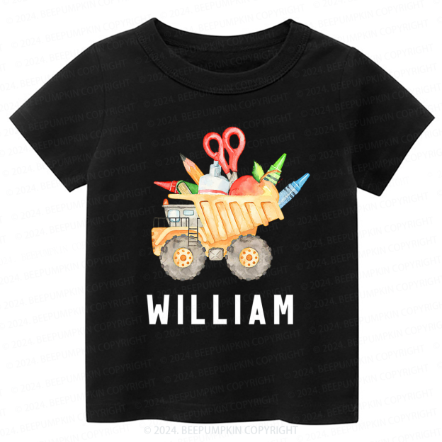 Personalized Name Back To School Car Print Toddler Tees