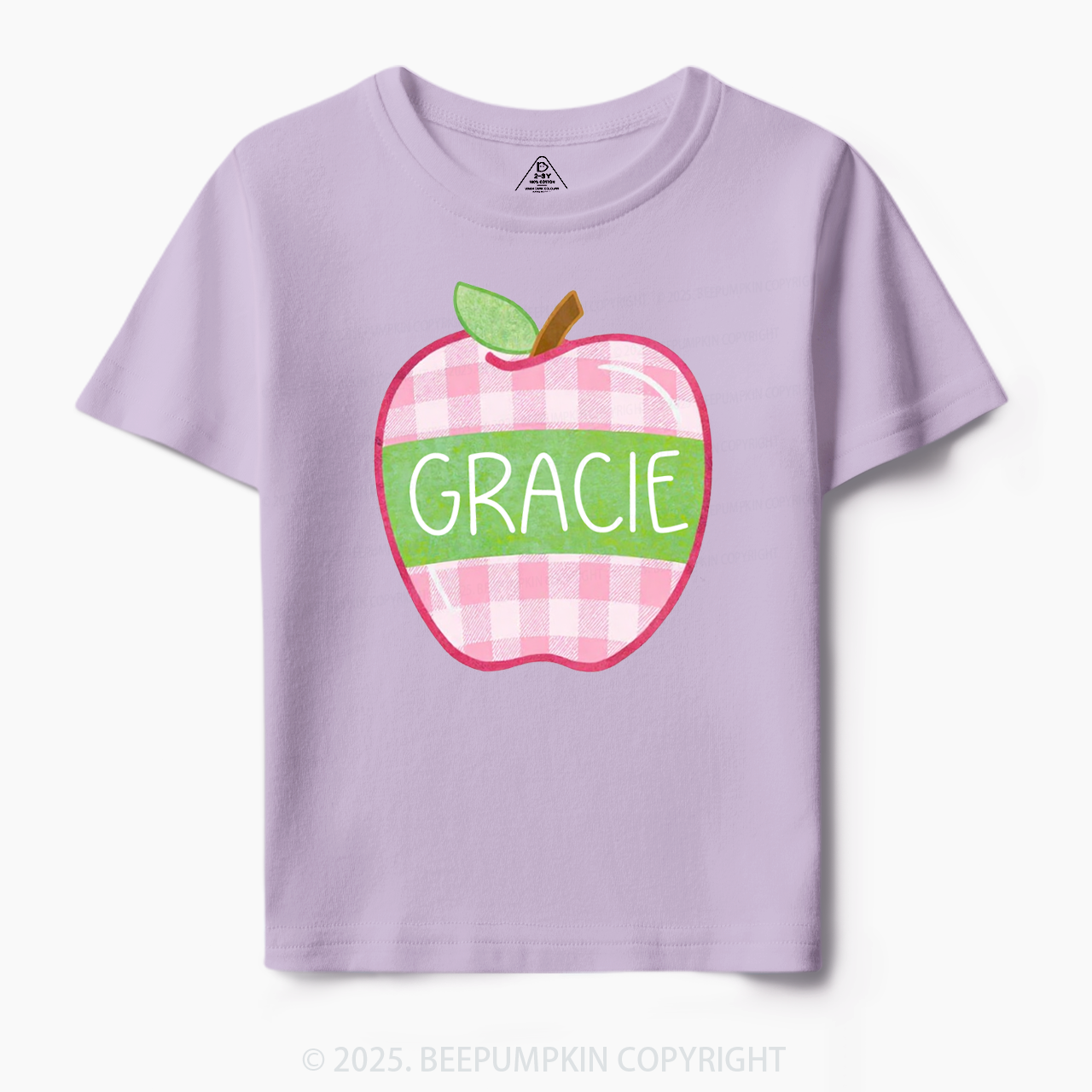 Personalized Plaid Apple Series Toddler&Kid's Tees Beepumpkin