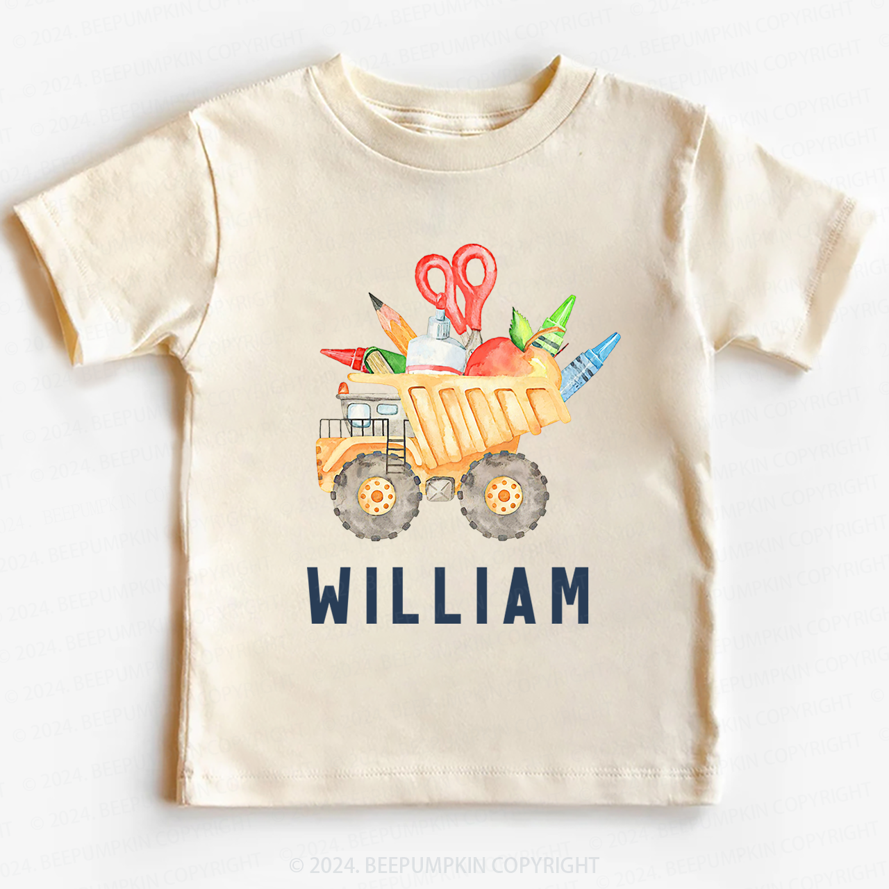 Personalized Name Back To School Car Print Toddler Tees