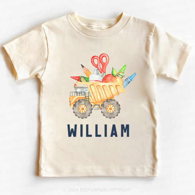 Personalized Name Back To School Car Print Toddler Tees
