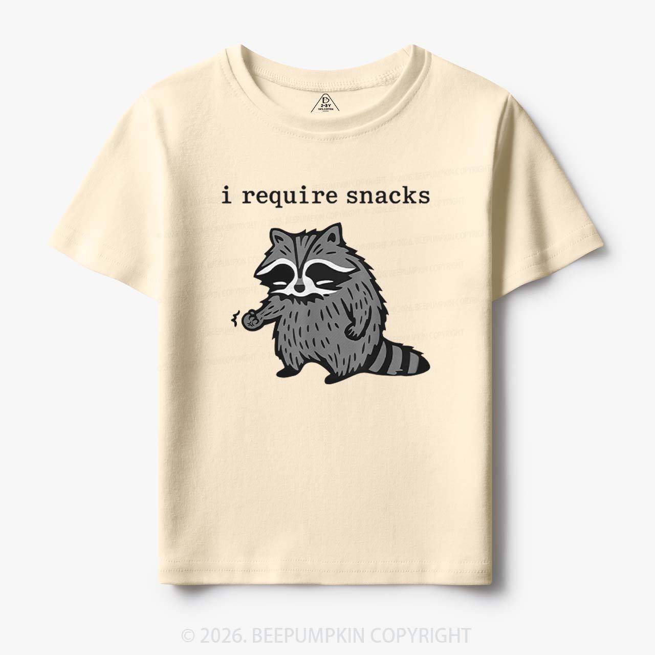 I Require Snacks Raccoon Toddler&Kid's Tees