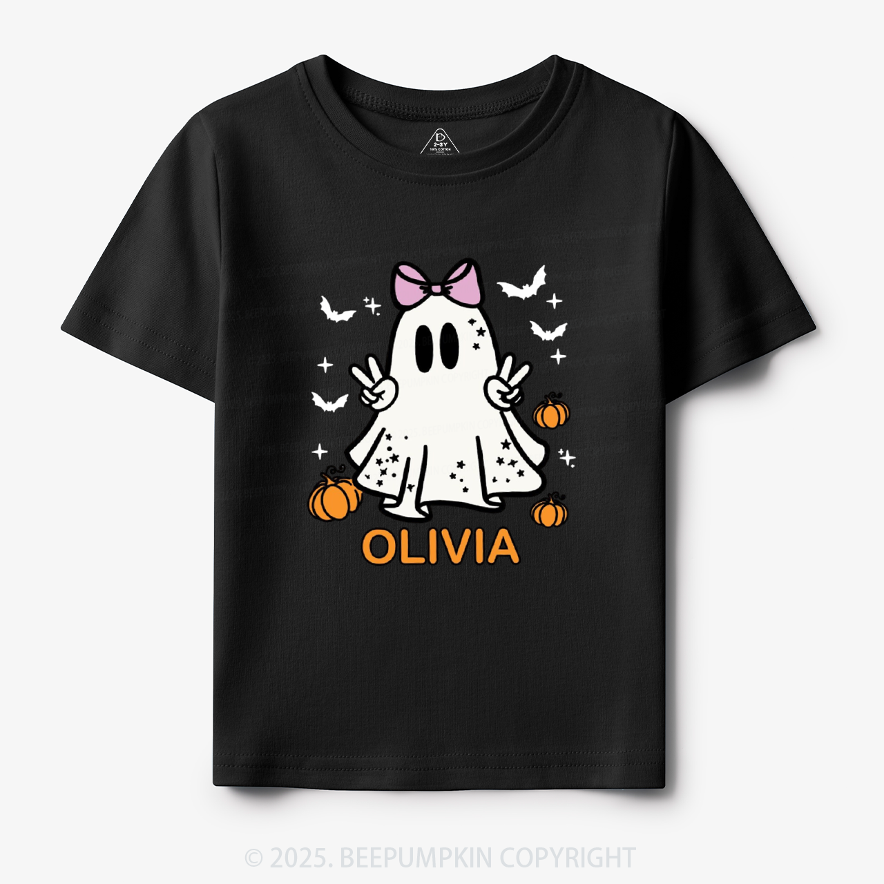 Personalized Halloween Girl Ghost Toddler&Kid's Tees Beepumpkin