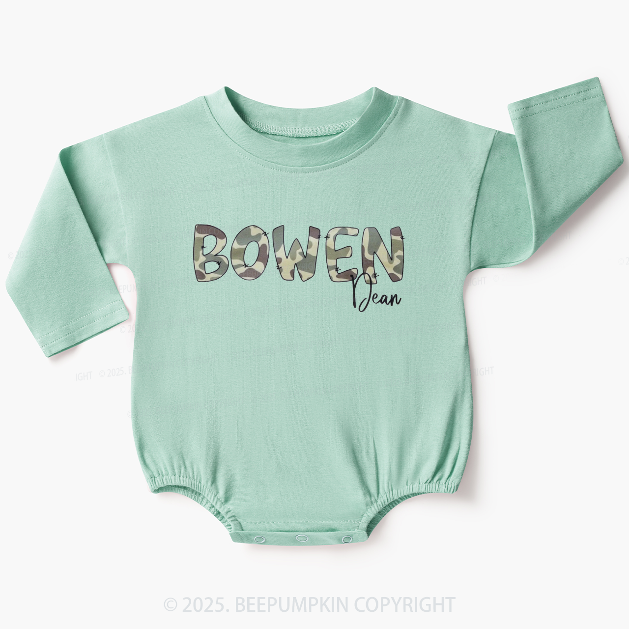 Personalized Camo Name Boy Baby Bubble Romper Beepumpkin