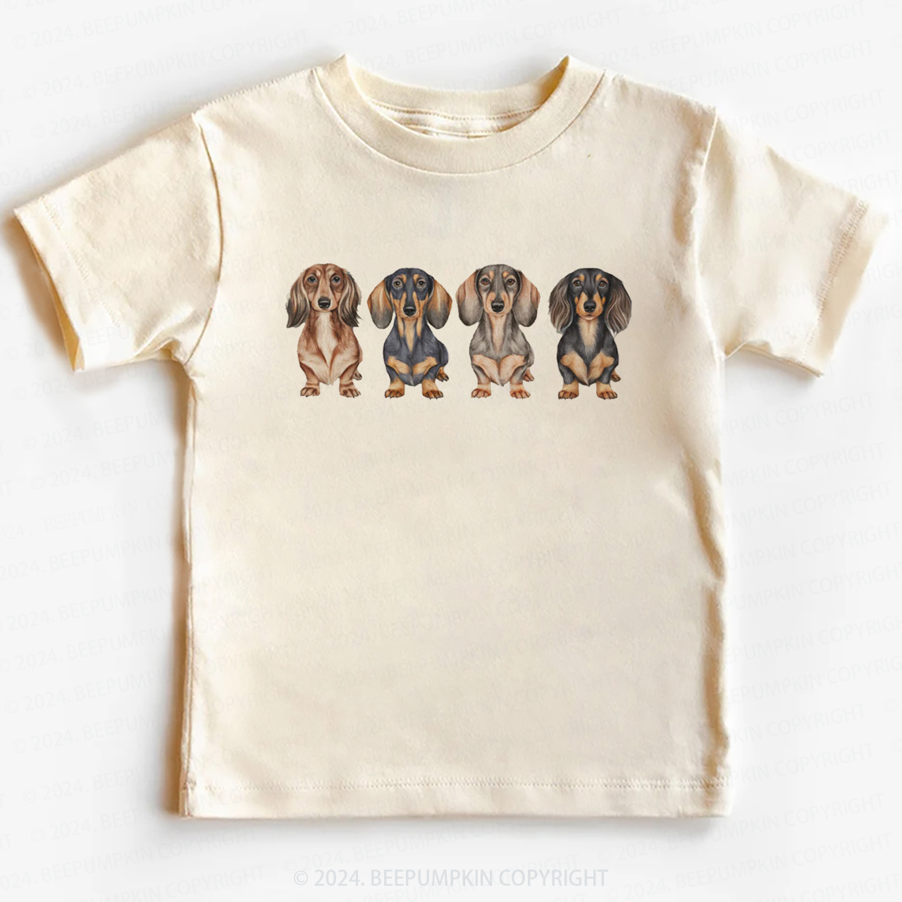Cute Dachshund Puppies In A Row Toddler&Kids Tees 