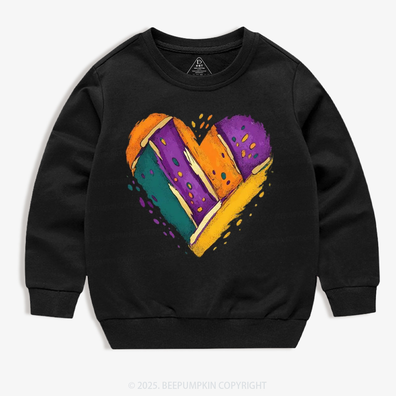 Mardi Gras Heart Kid's Sweatshirt