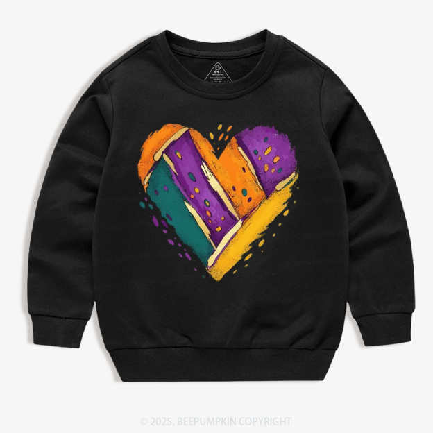Mardi Gras Heart Kid's Sweatshirt