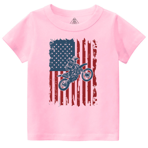 American Flag Dirt Bike Jump Toddler&Kid's Tees Beepumpkin 