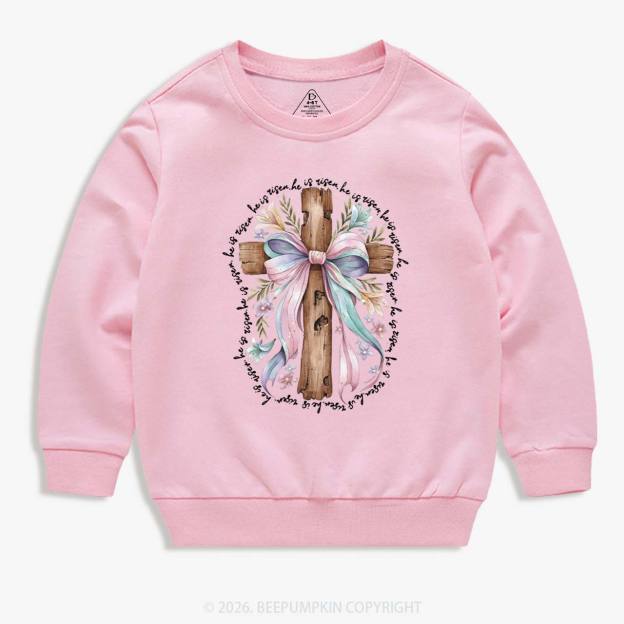 He Is Risen Soft Pastel Cross Kid's Sweatshirt