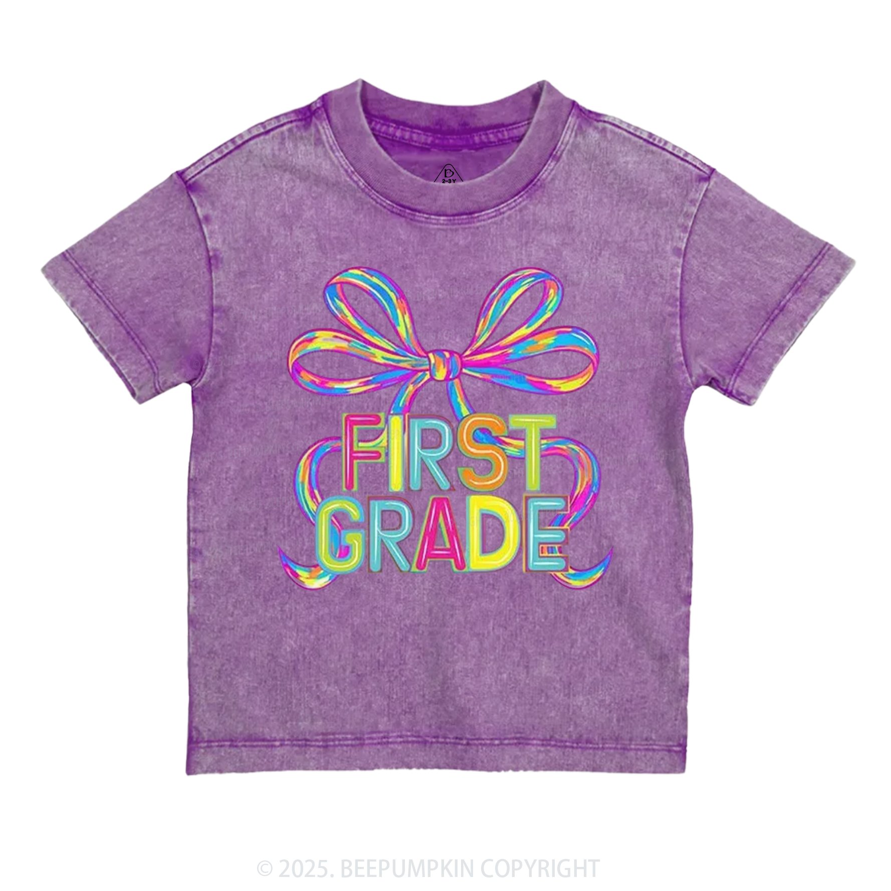 Personalized Rainbow Ribbons Grade Toddler&Kids Washed Tees