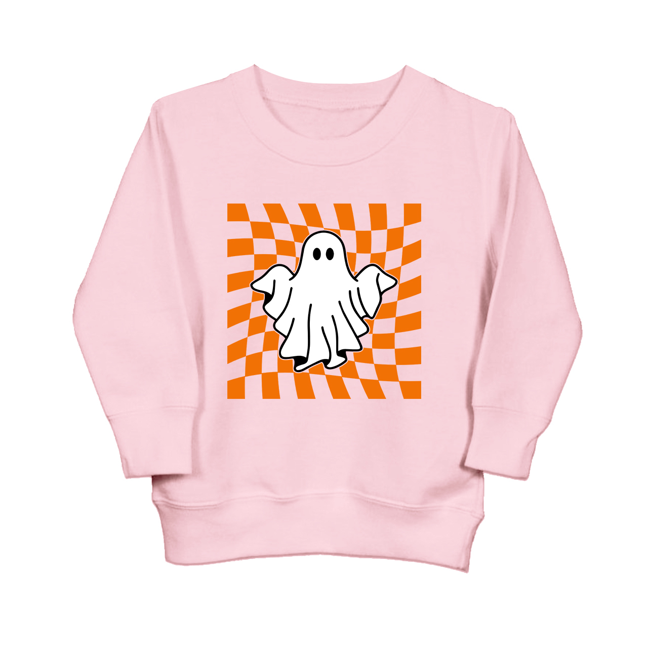 Checkered Ghost Retro Halloween Sweatshirt For Kids