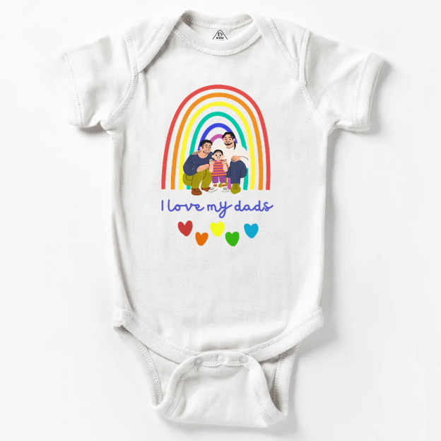 Love My Dads Cartoon LGBTQ  Bodysuit Beepumpkin