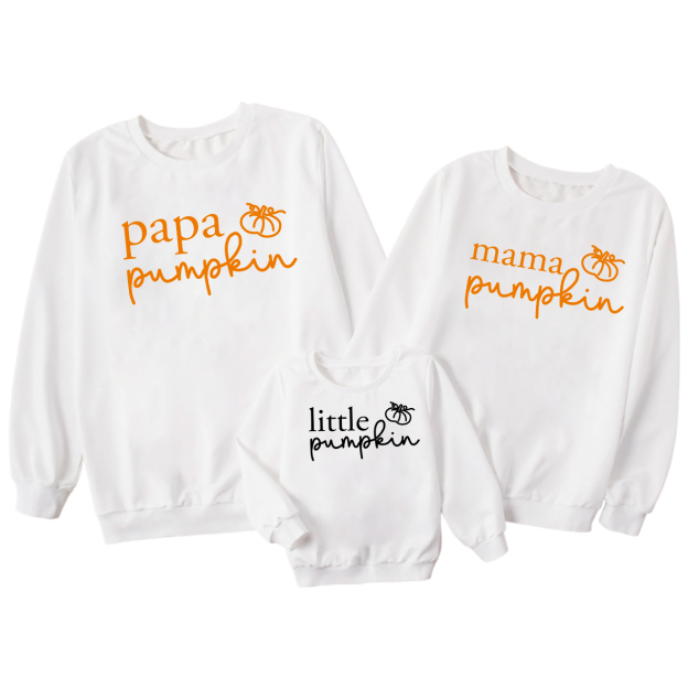 Halloween Papa Mama Little Pumpkin Sweatshirts For Family