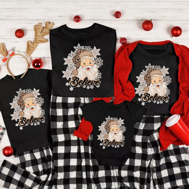 Believe Santa Christmas Family Matching Shirt