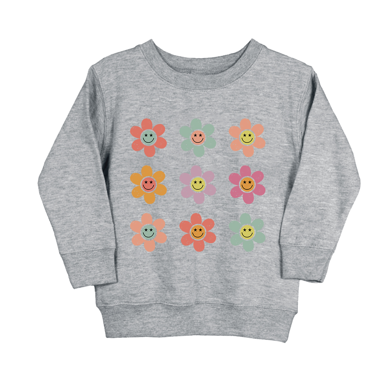 Happy Face Flowers Summer Kids Sweatshirt