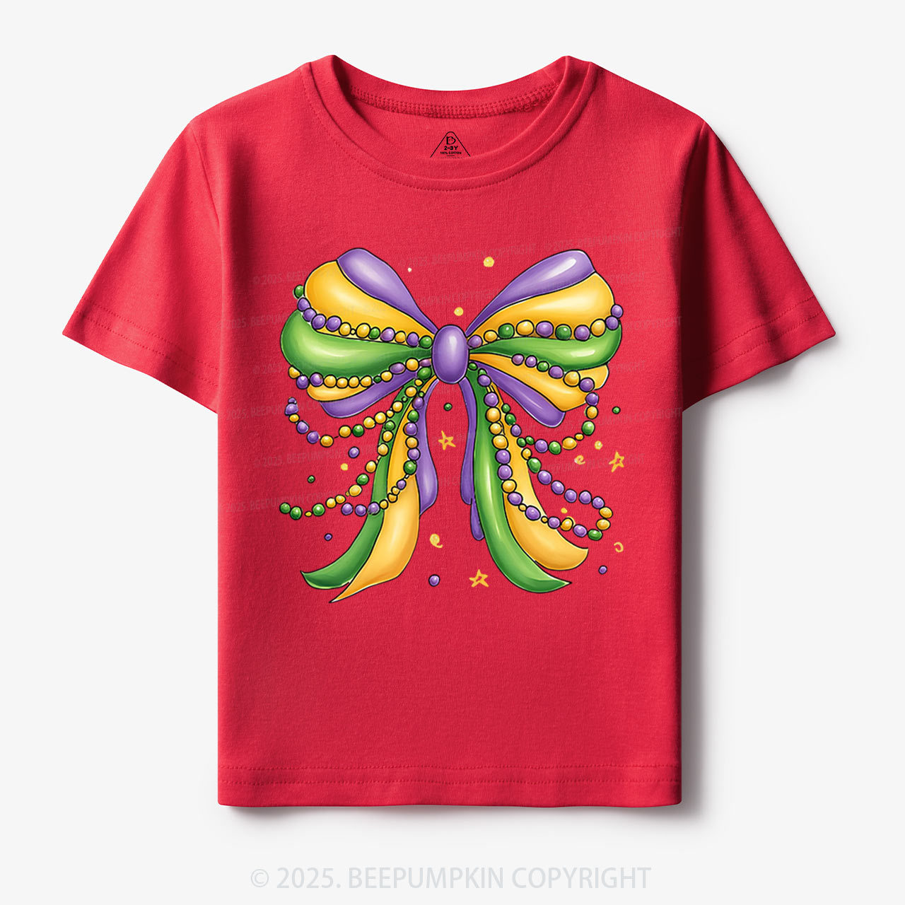 Mardi Gras Ribbon Bow Toddler&Kid's Tees Beepumpkin