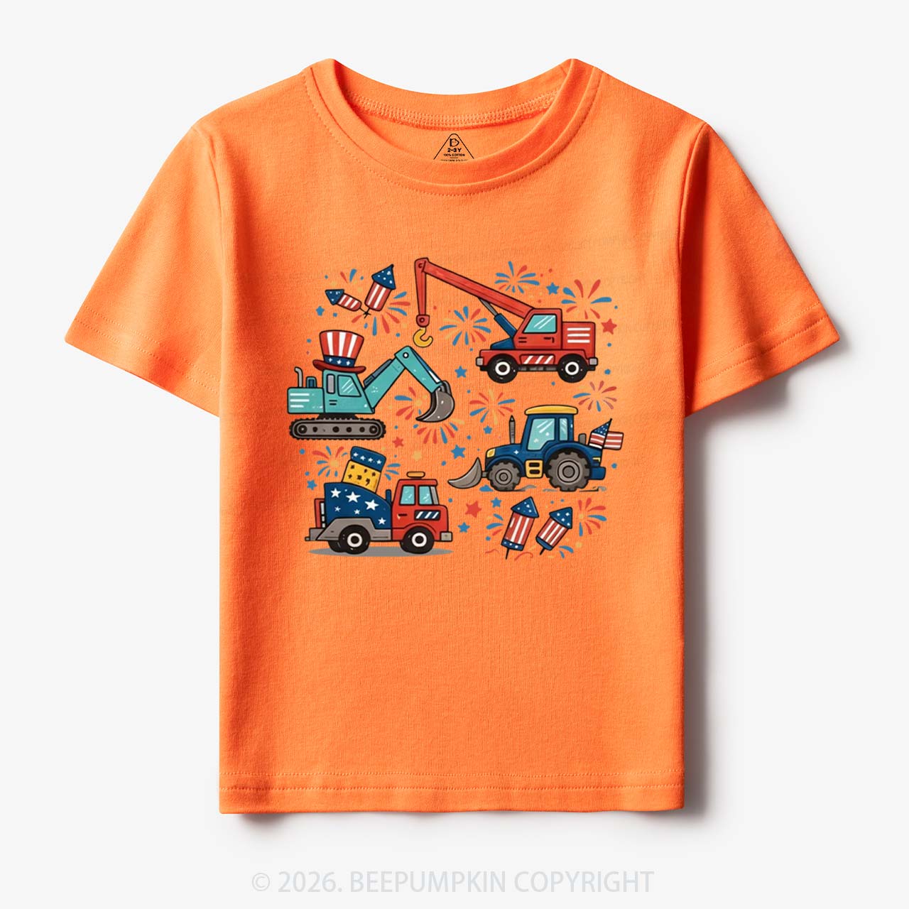 4th of July Construction Patriotic Truck Toddler&Kid's Tees