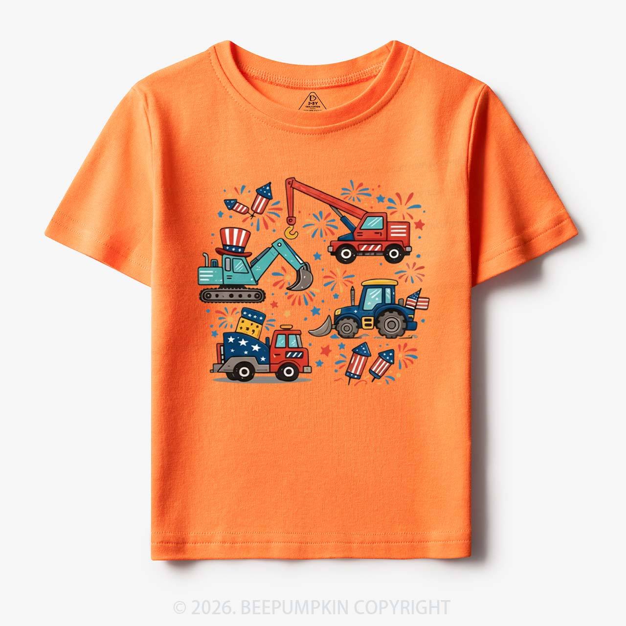 4th of July Construction Patriotic Truck Toddler&Kid's Tees