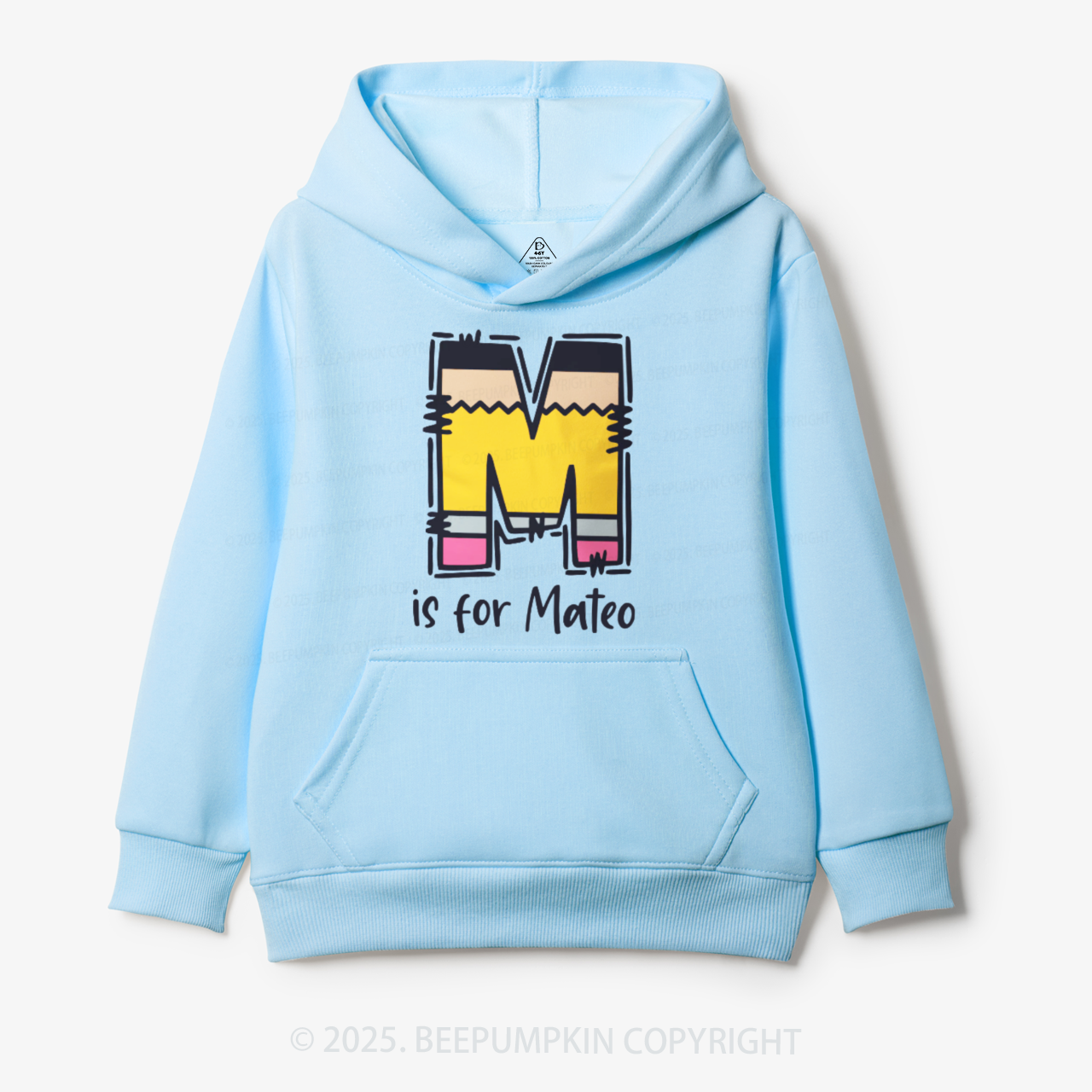 Personalized Pencil Letter Kid's Hoodies Beepumpkin