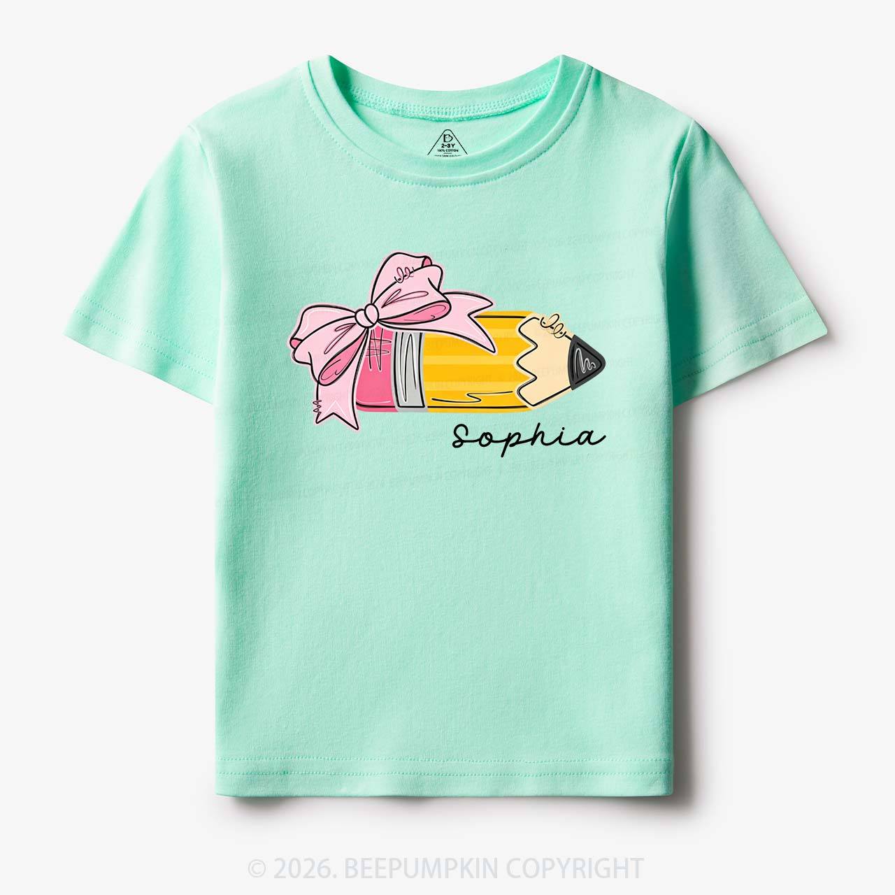 Personalized Name Girls Pencil With Bow Toddler&Kid's Tees