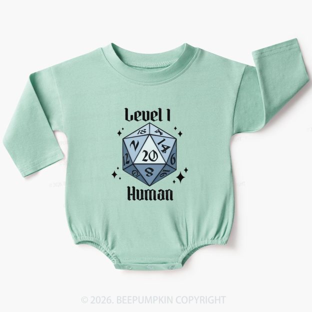 Level 1 Human Funny Gamer Baby Bubble Romper