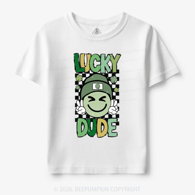 Retro Lucky Dude St.Patricks Day-Toddler&Kids Tees