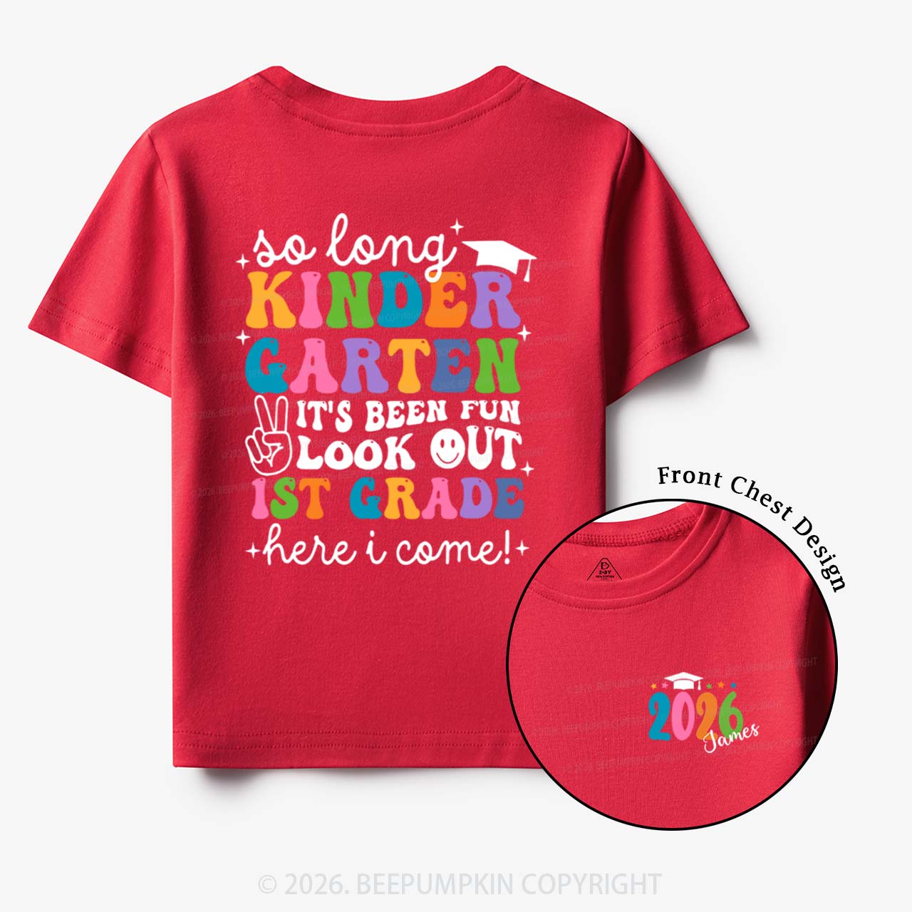 Personalized Name So Long Kindergarten Hello 1st Grade Toddler&Kid's Tees