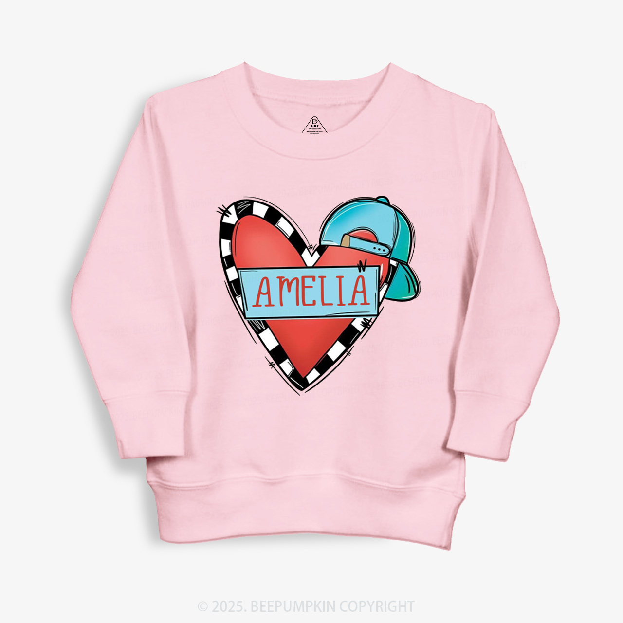Personalized Cool Heart Valentine Kid's Sweatshirt