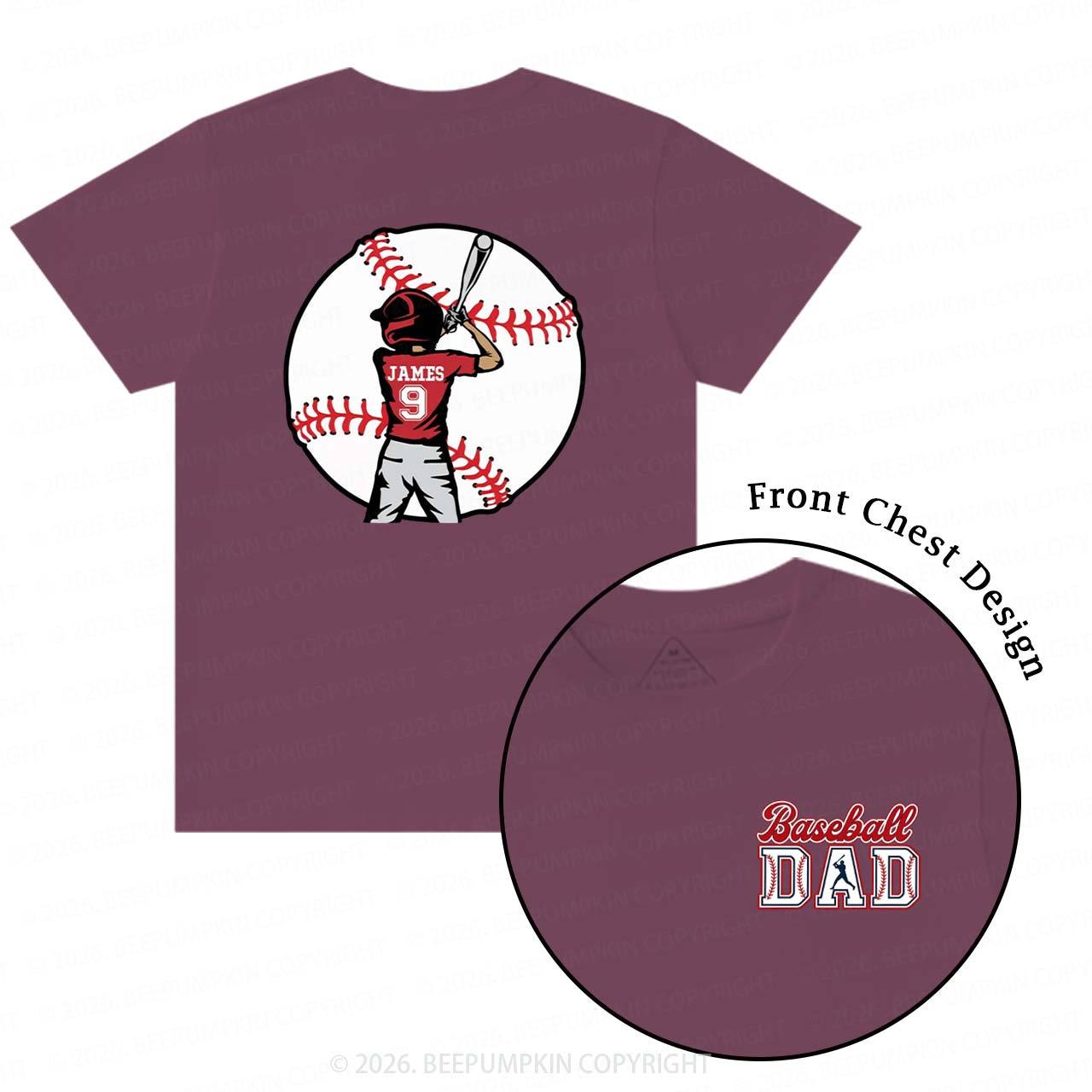 Personalized Baseball Dad Team T-Shirts