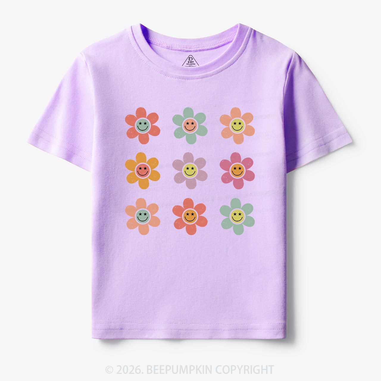Happy Face Flowers Summer Kids T-Shirts