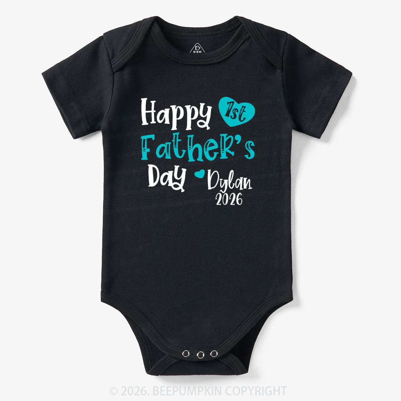 Personalized Happy 1st Father's Day Blue Bodysuit Beepumpkin