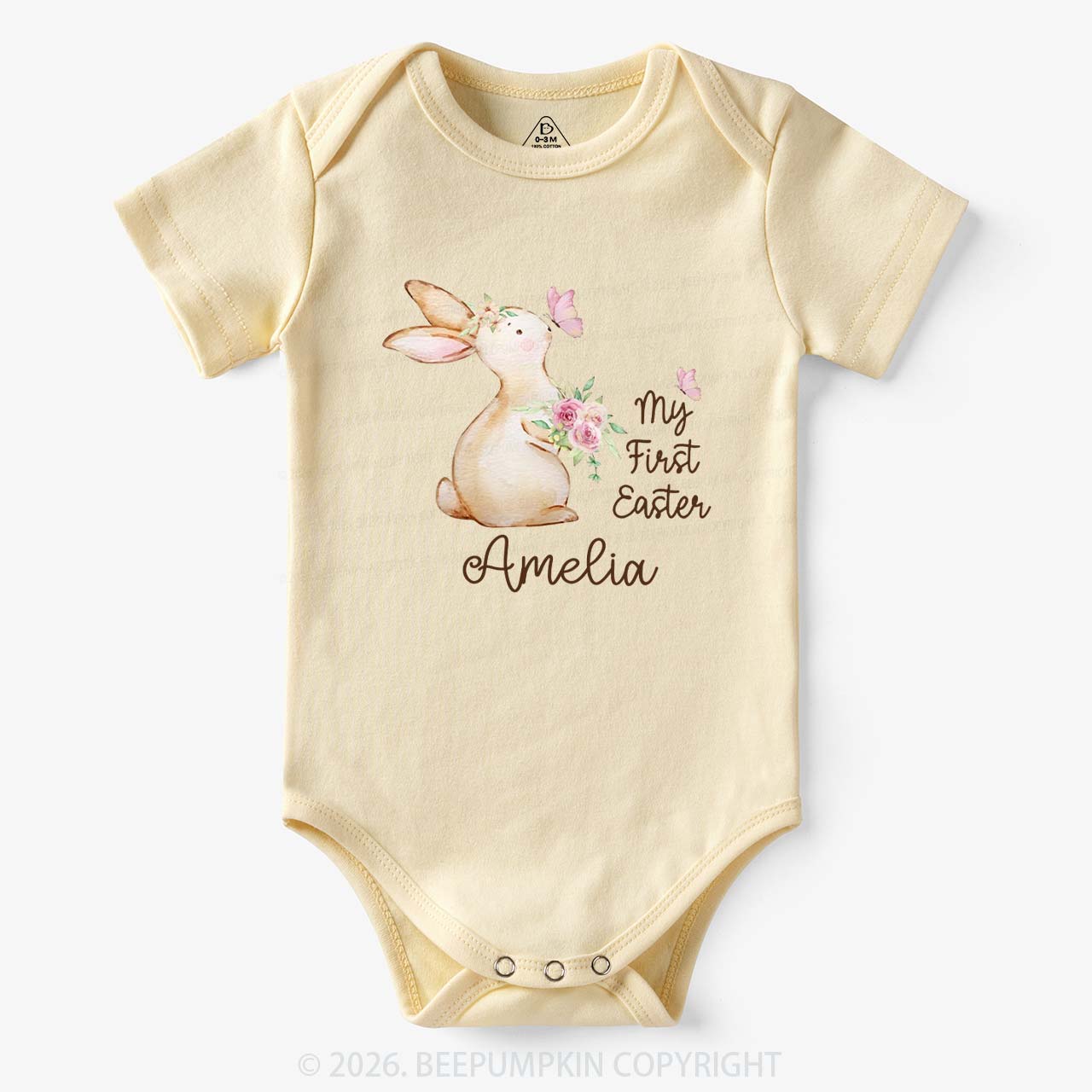Personalized My First Easter Butterfly Kiss Bunny Baby Bodysuit