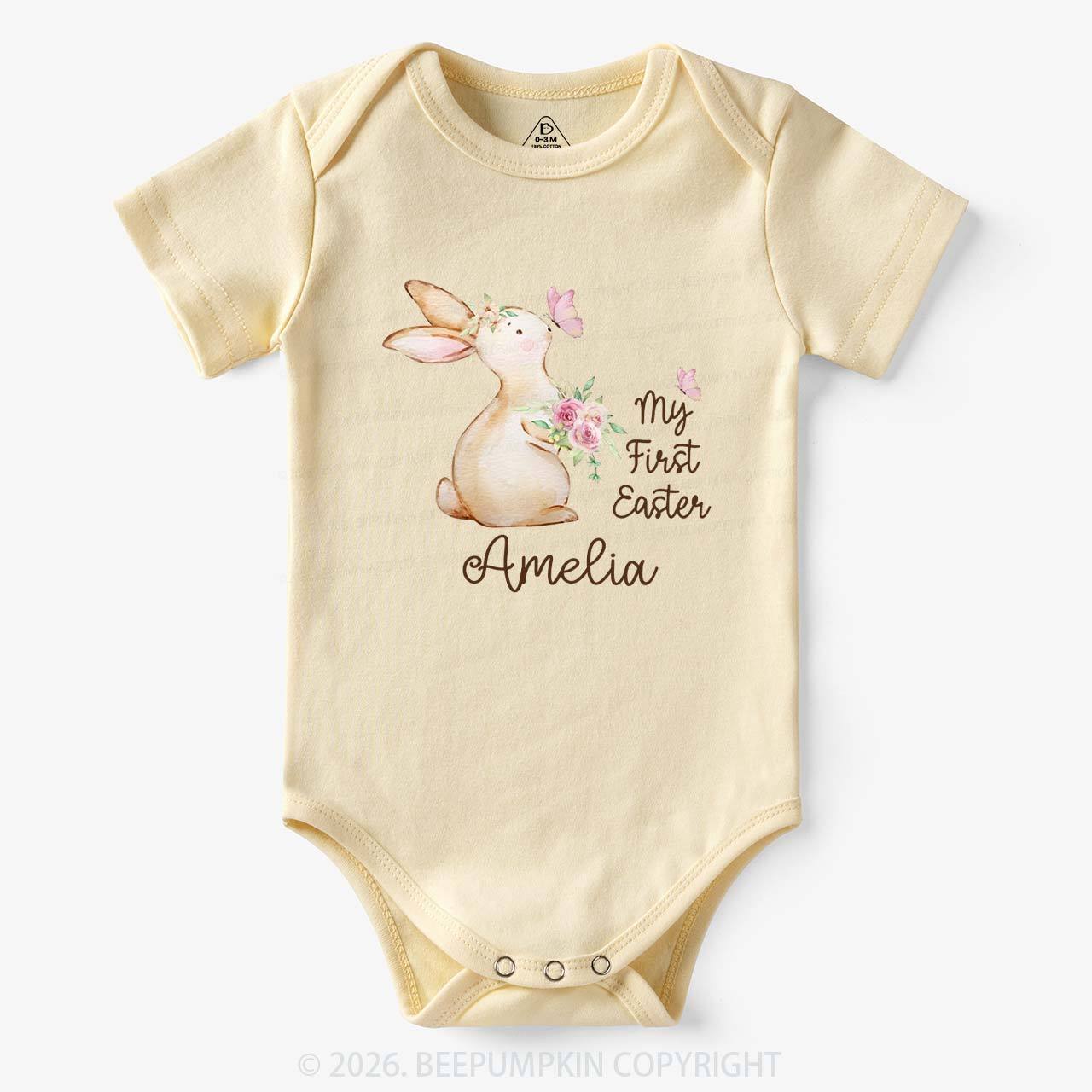 Personalized My First Easter Butterfly Kiss Bunny Baby Bodysuit