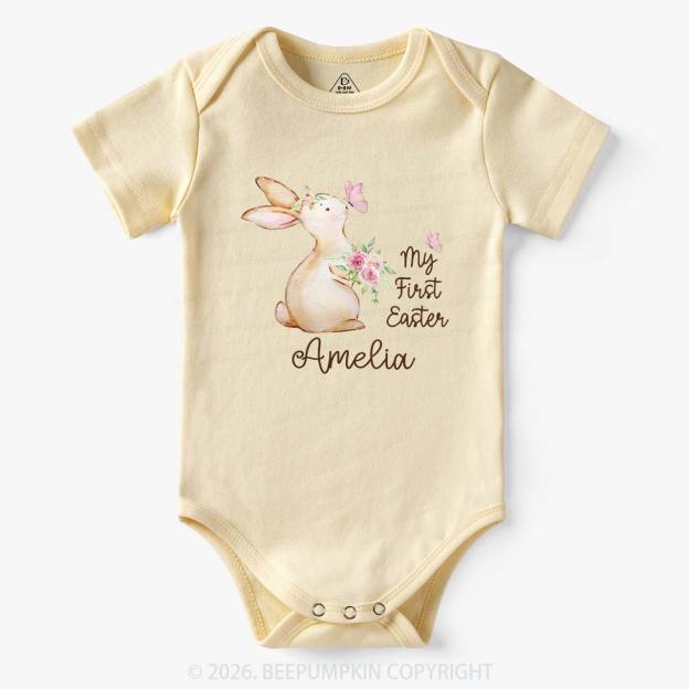 Personalized My First Easter Butterfly Kiss Bunny Baby Bodysuit