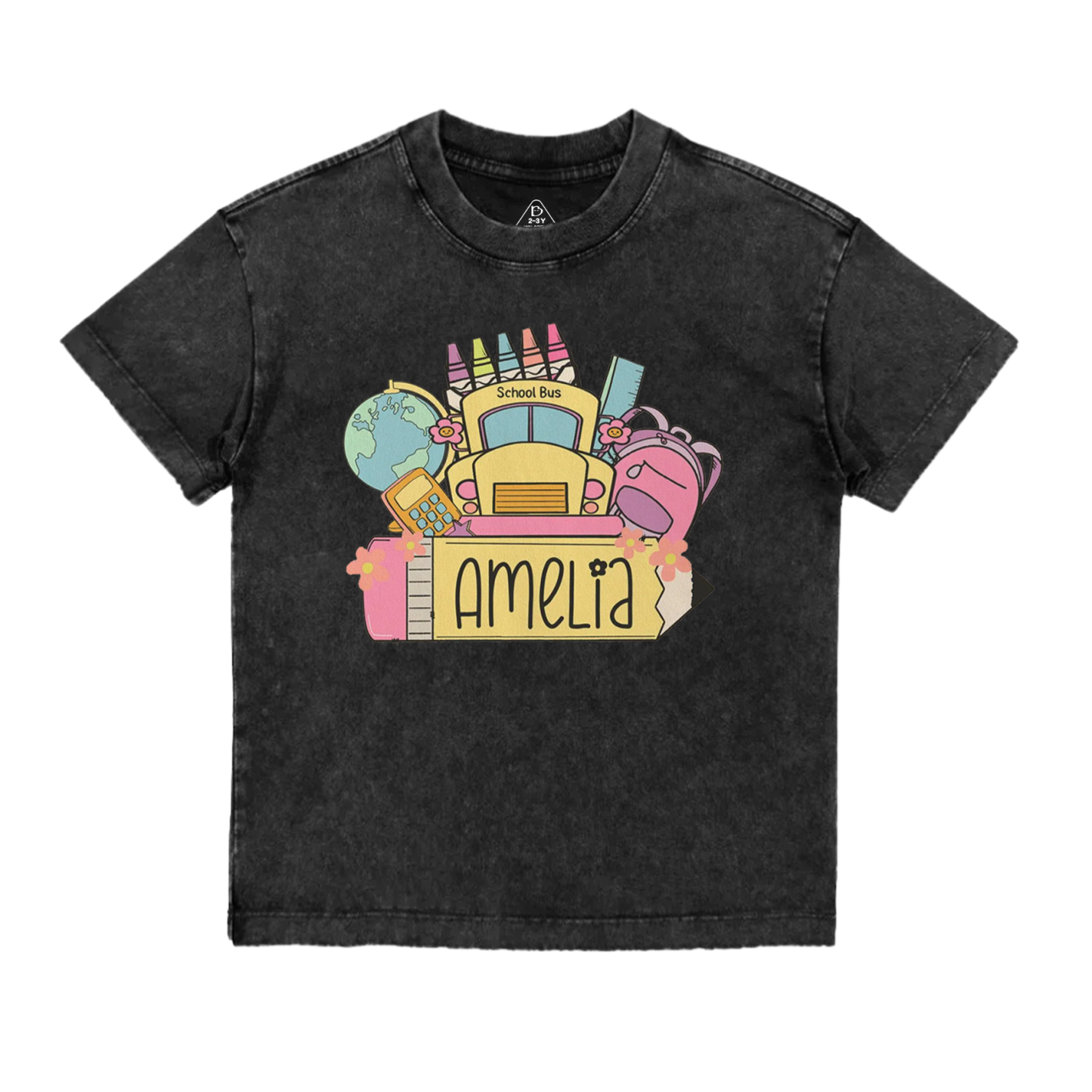 Personalized Back To School Girls Name Toddler&Kids Washed Tees