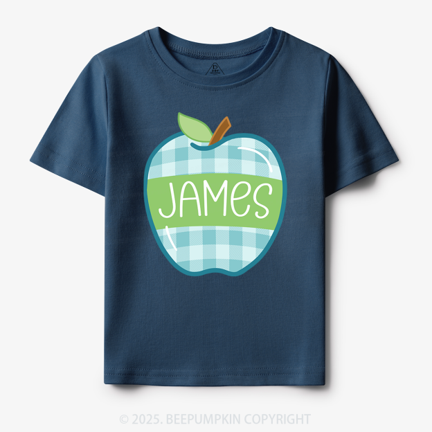 Personalized Plaid Apple Series Toddler&Kid's Tees Beepumpkin