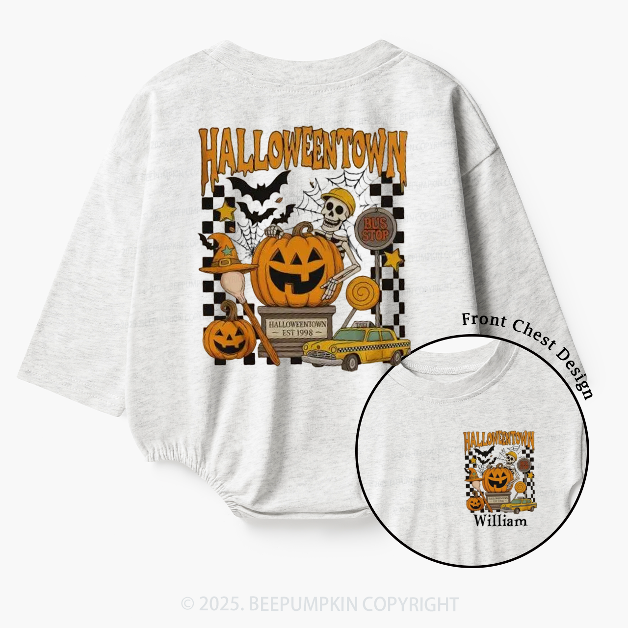 Personalized Halloweentown University Baby Bubble Romper Beepumpkin