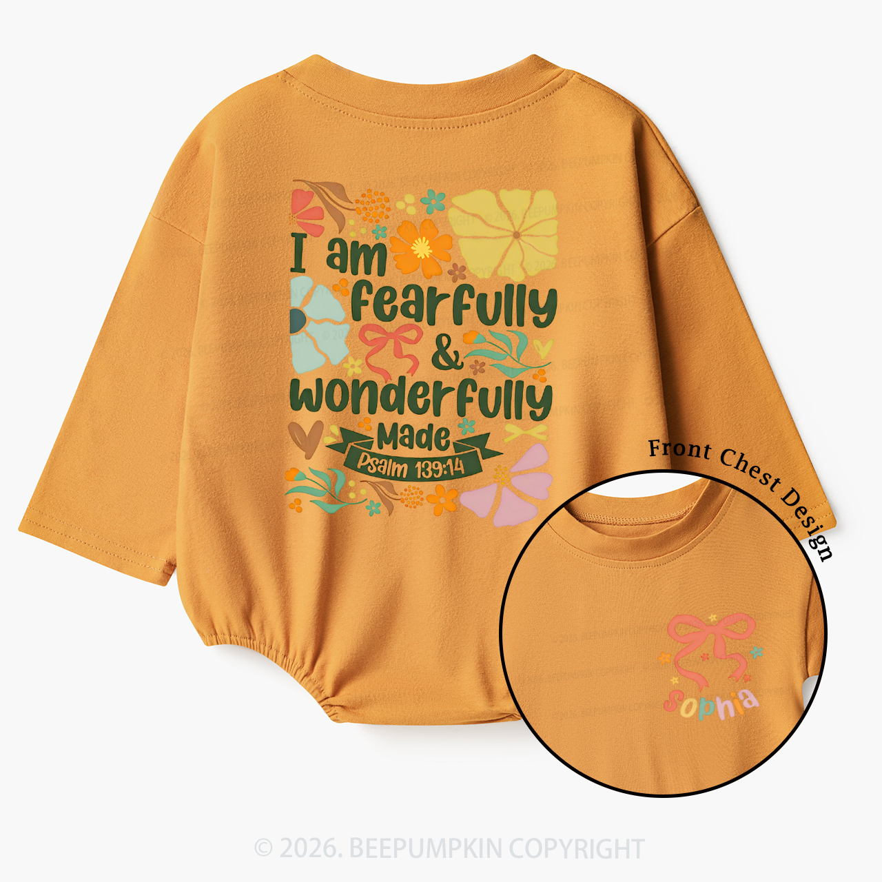 Personalized Name Fearfully And Wonderfully Baby Bubble Romper