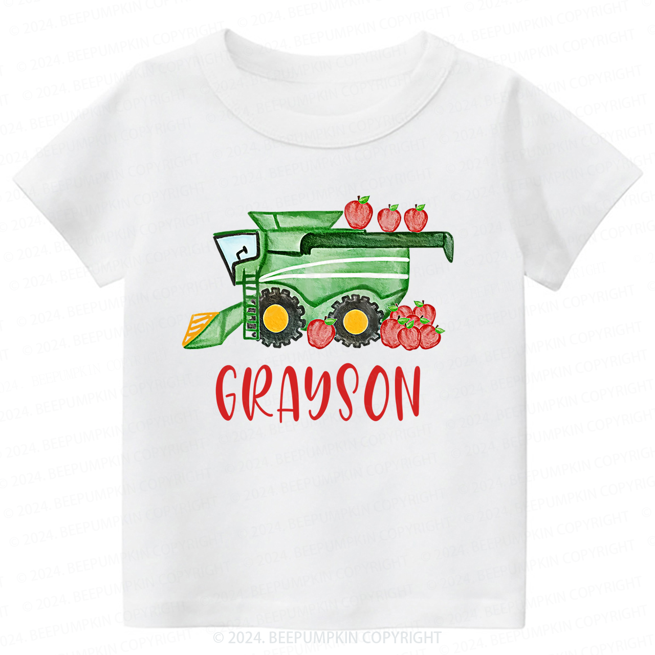 Personalized Tractor And Apple Back To School T-shirt