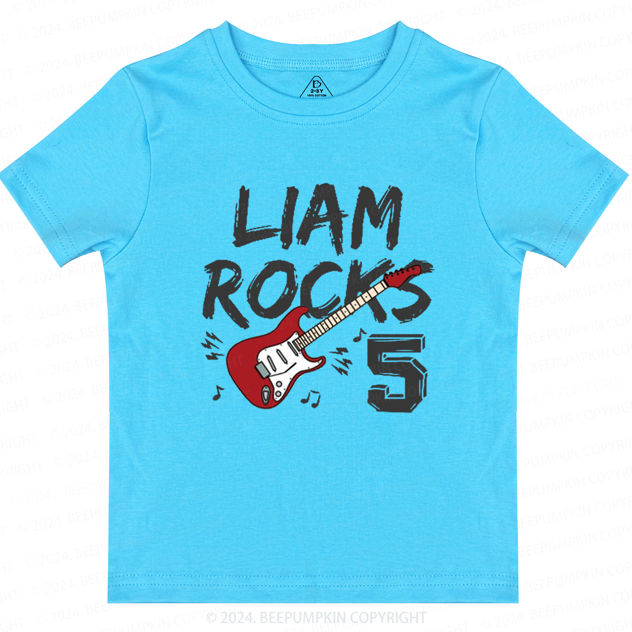 Personalized Rock Guitar Toddler&Kids Tees 