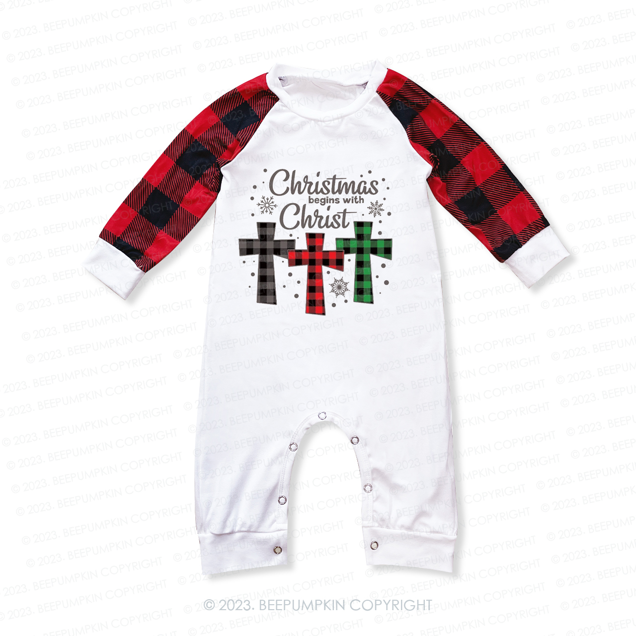 Buffalo Plaid Christian Jesus  Family Matching Pajamas Beepumpkin
